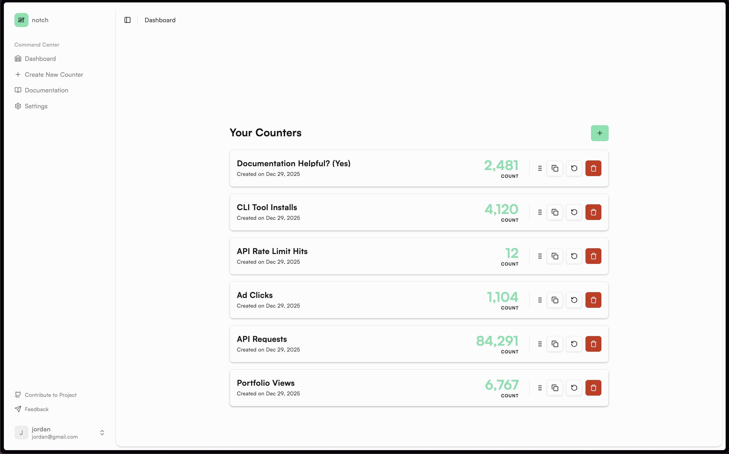 Dashboard View of Notch